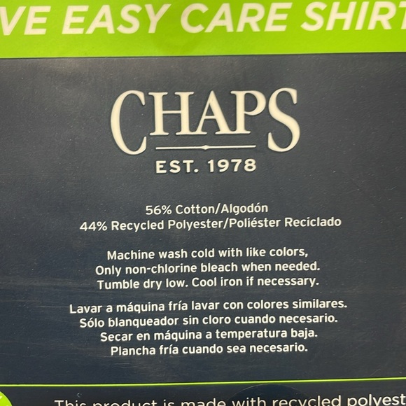 NWT CHAPS Men’s Easy Care Short Sleeve Classic Fit Size XL - Picture 5 of 5